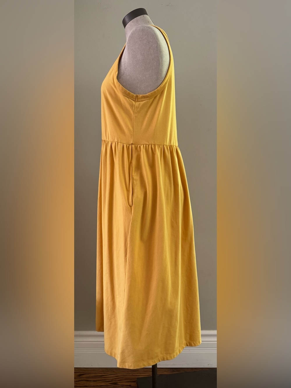 Buffalo David Bitton Yellow Sleeveless Stretch Cotton Midi Dress with Pockets XL - Picture 5 of 11